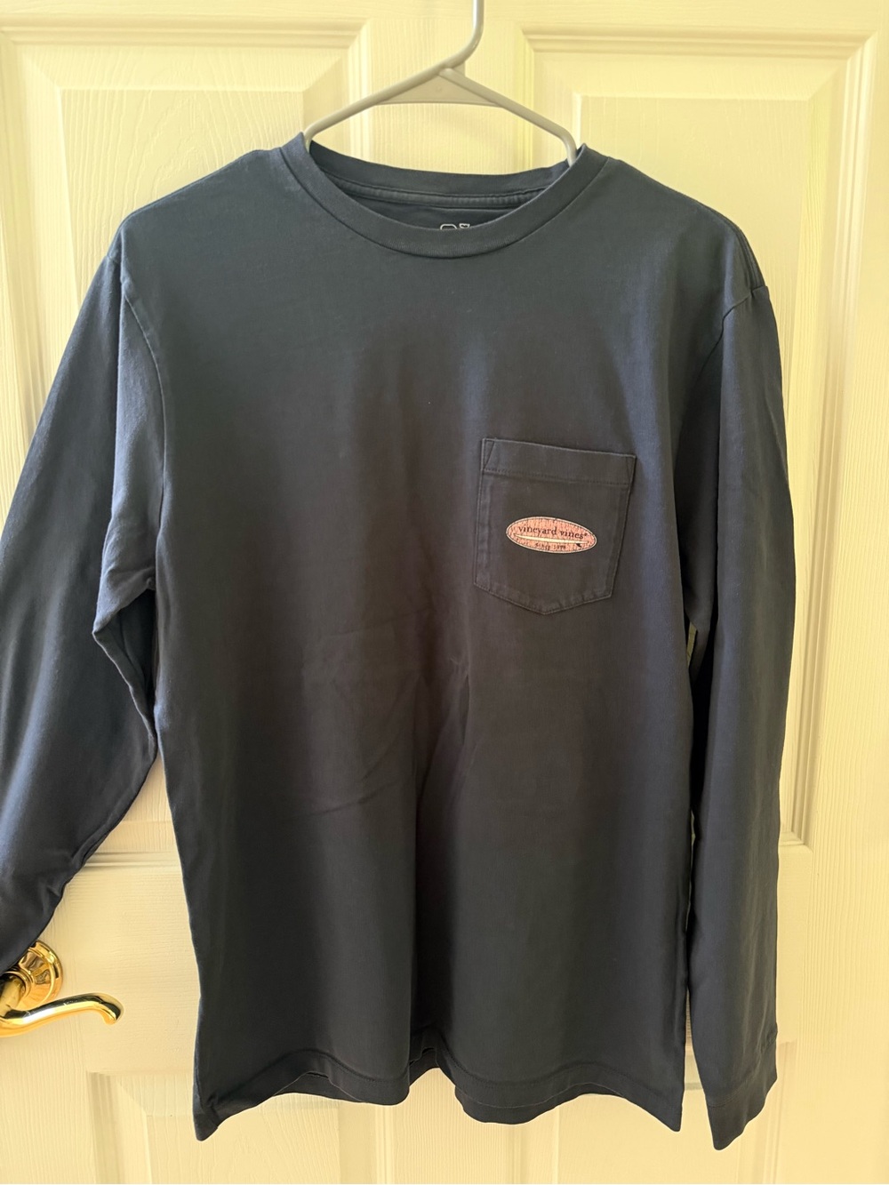 Vineyard Vines Navy Long Sleeve Pocket Tee with Patch